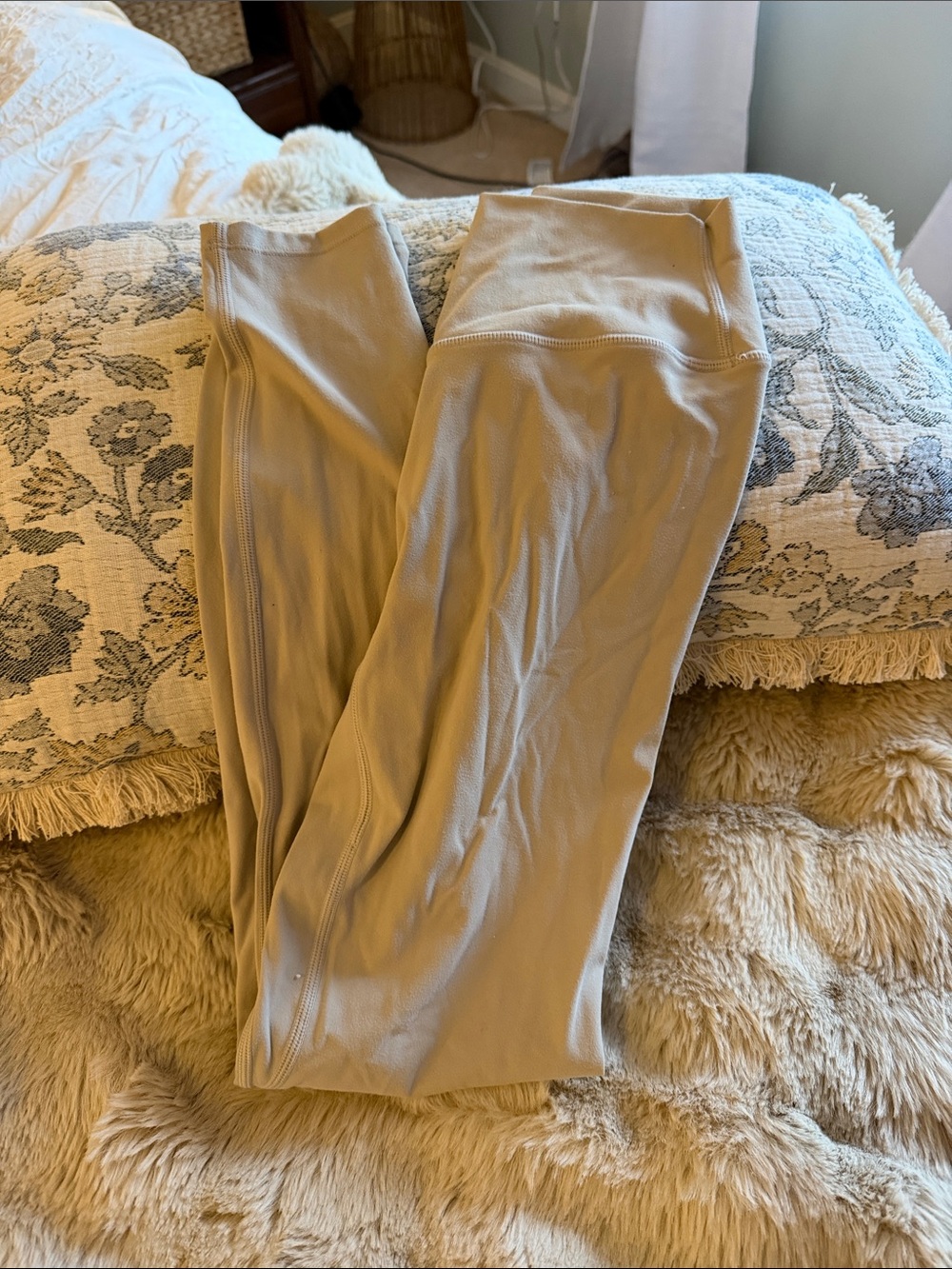 Beige High-Waist Leggings